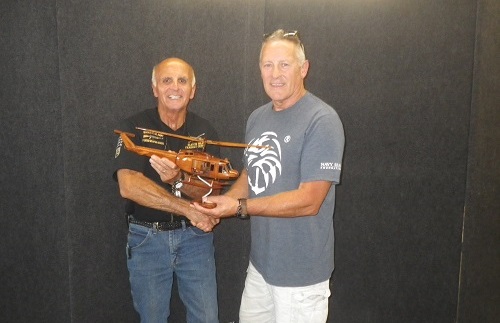 Steve Nilan won the raffle for the model helicopter