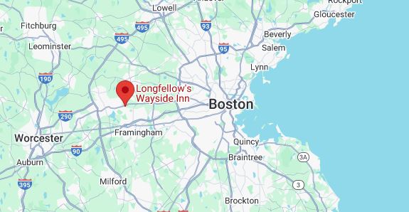 Map of Wayside Inn Sudbury MA