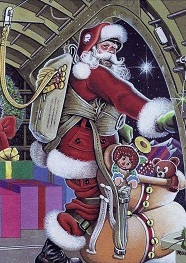 Green Beret Santa Claus exiting aircraft