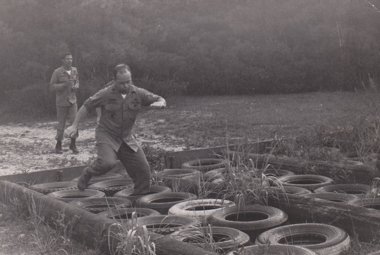 Dick Nazzaro running obstacle course Little Creek 1974